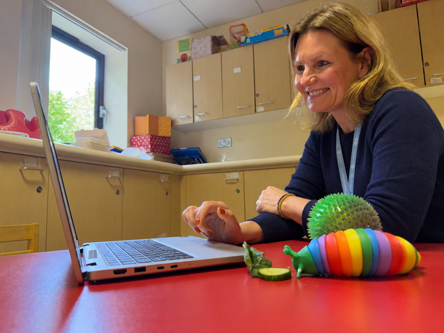 Iwona providing warm online support from her feeding room