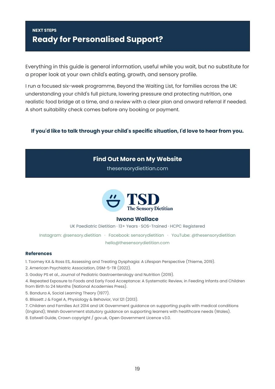 Personalised support, professional disclaimer and references